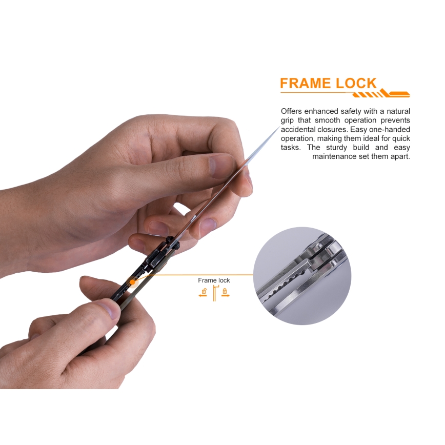 Ruike RUP801J - Canivete de bolso dobrável 20 cm laranja