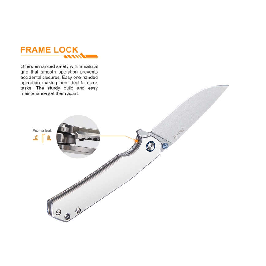 Ruike RUP801SF - Canivete de bolso dobrável 20 cm prata