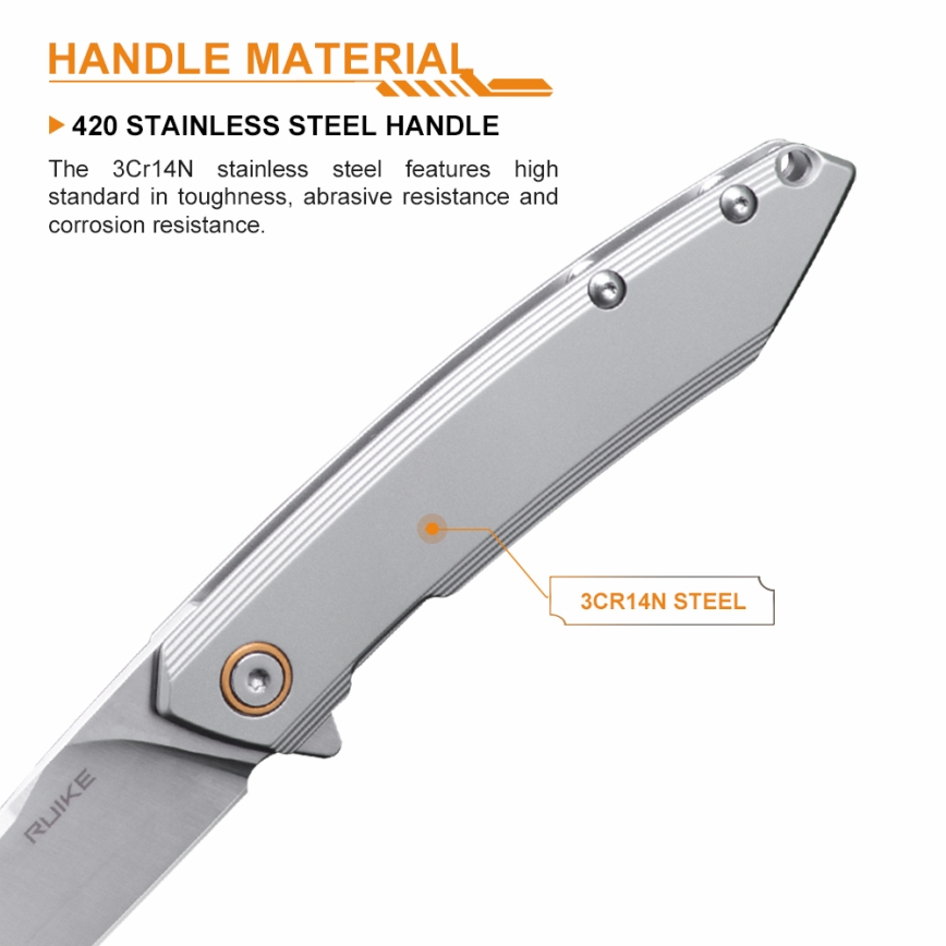 Ruike RUP831SSA - Faca compacta dobrável 19,5 cm prateado