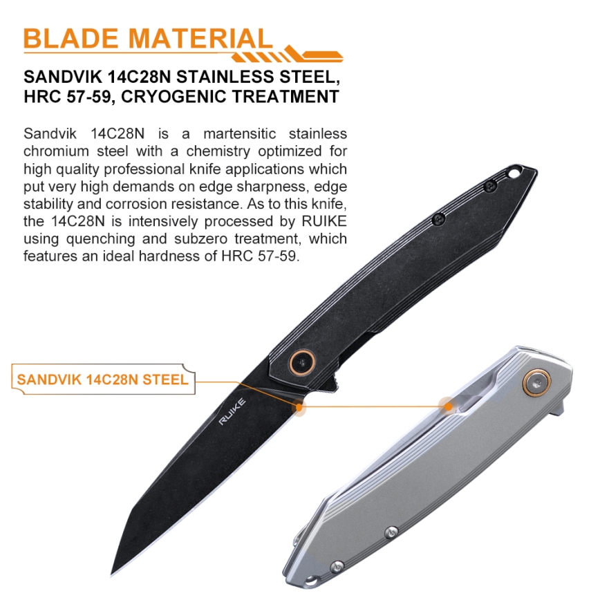 Ruike RUP831SSB - Faca compacta dobrável 19,5 cm preto