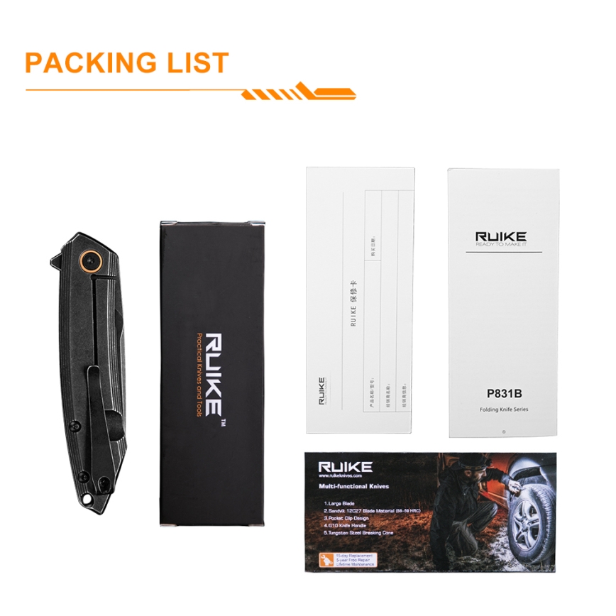 Ruike RUP831SSB - Faca compacta dobrável 19,5 cm preto