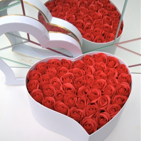 Sabonetes de espuma em forma de rosas HEART RED