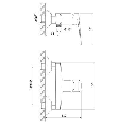 Samona - Misturador de duche KORANA cromado brilhante