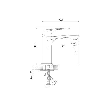 Samona - Misturador de lavatório KORANA 16 cm, acabamento cromado brilhante