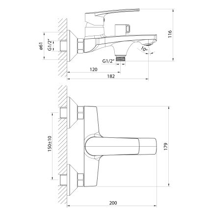 Samona - Misturador para banheira KORANA, cromo brilhante