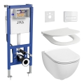 Sanita suspensa MIO Vortex + assento sanitário SoftClose MIO + botão de descarga DUAL + módulo encastrado + almofada isolante