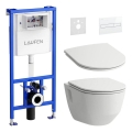 Sanita suspensa PRO + assento de sanita SoftClose PRO + botão de descarga DUAL LIS + módulo encastrado + almofada isolante
