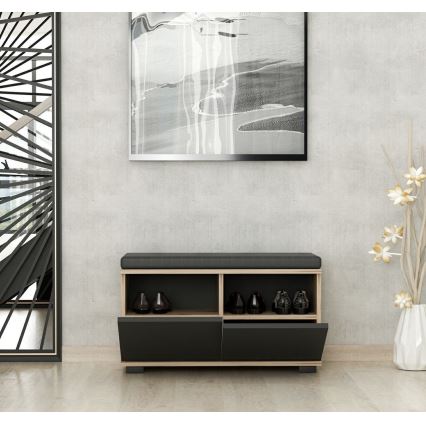 Sapateira DRAGO 42x80 cm preto/nozinho