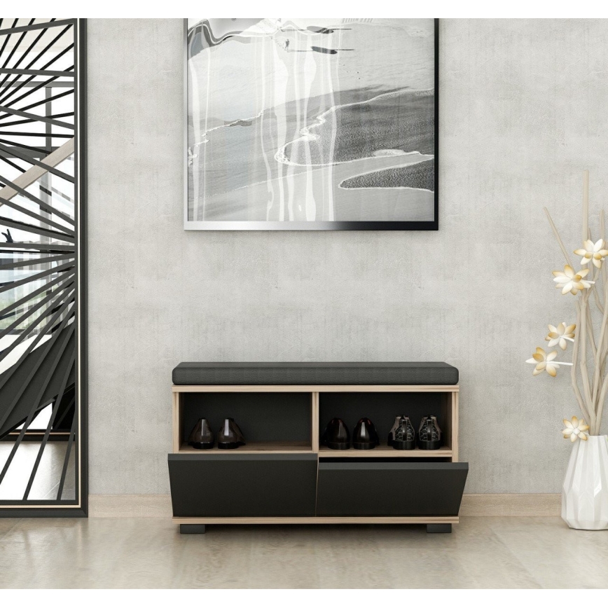 Sapateira DRAGO 42x80 cm preto/nozinho