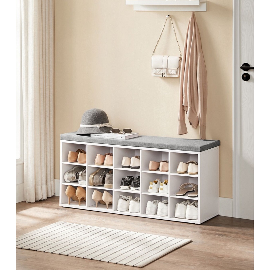 Sapateira VOREN 105x48x30 cm branca/cinza