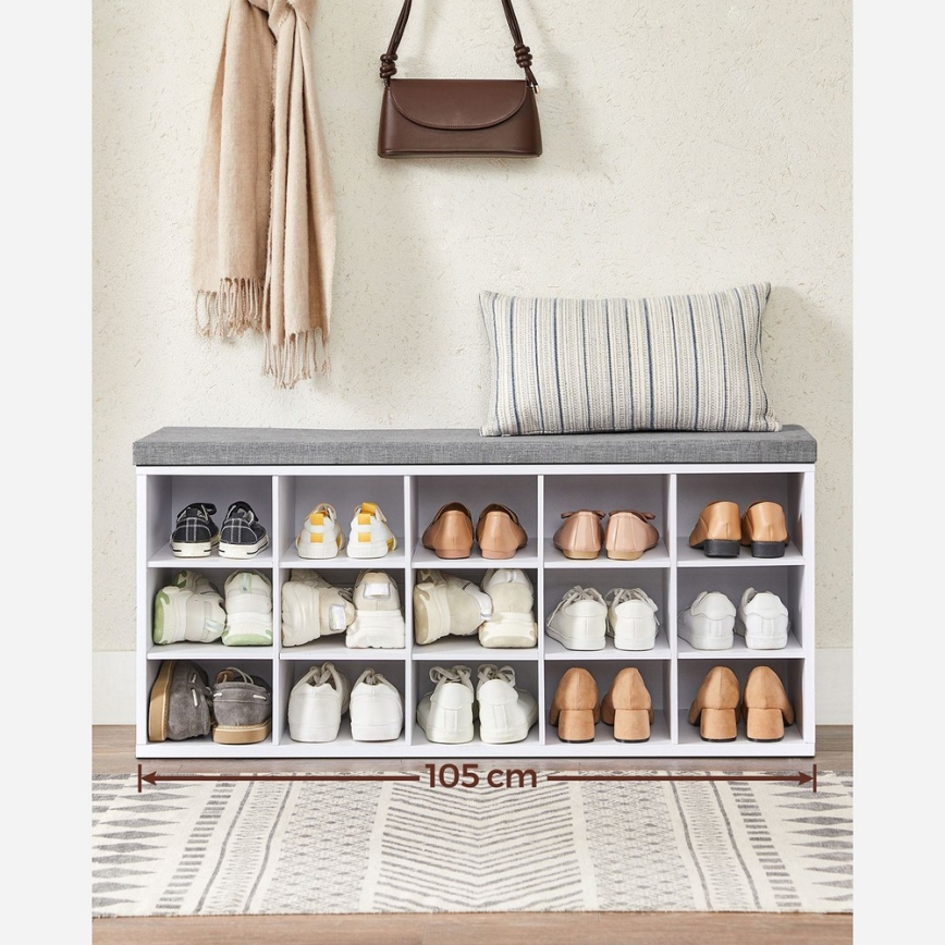 Sapateira VOREN 105x48x30 cm branca/cinza