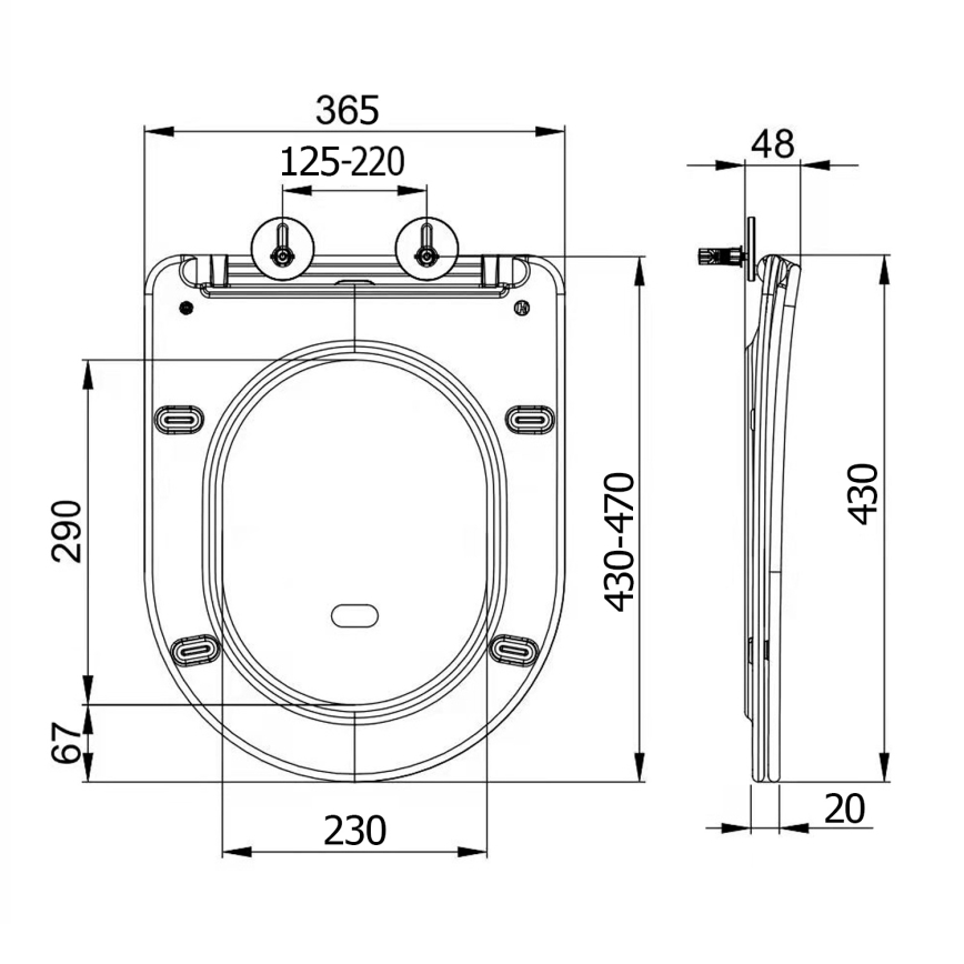 Sapho - Assento de sanita PACO com fecho suave, preto