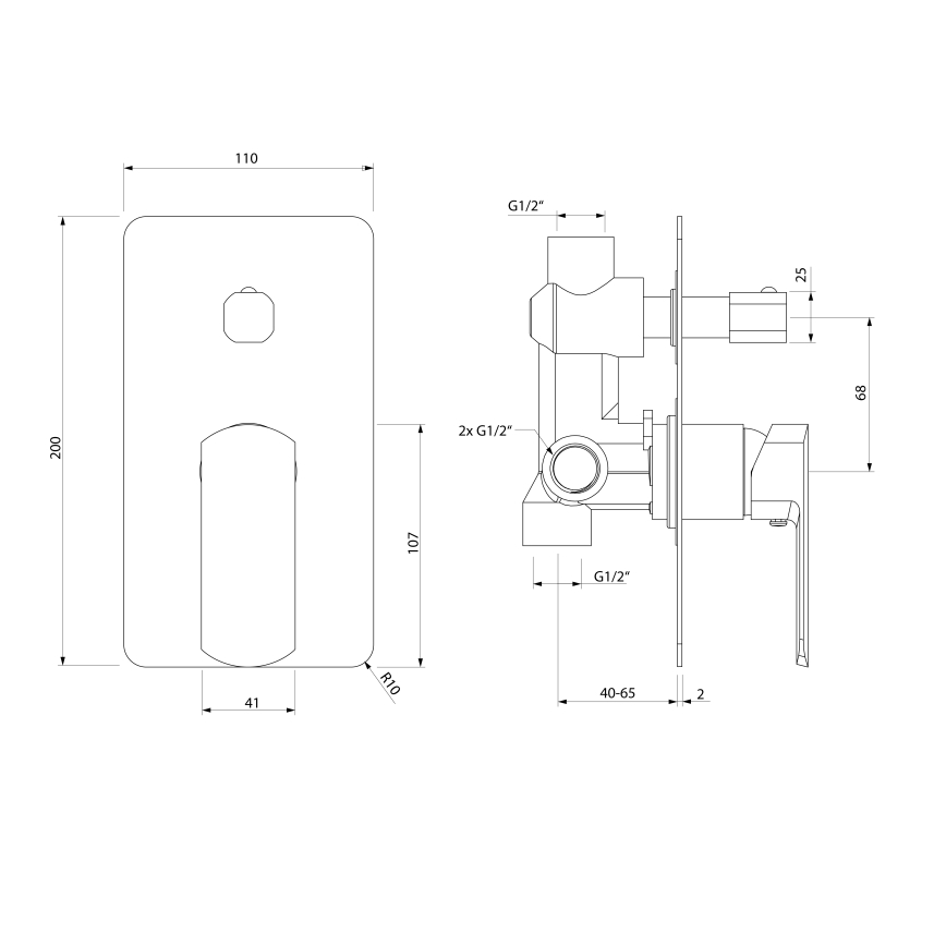 Sapho - Bateria de duche para instalação embutida MIXONA, cromado brilhante