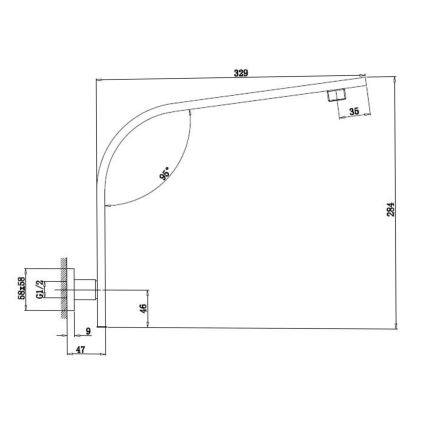 Sapho - Braço de chuveiro angular 33 cm cromado brilhante