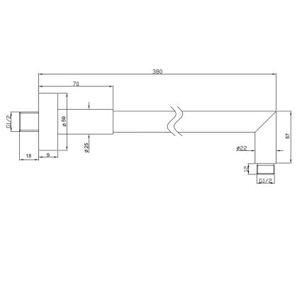 Sapho - Braço de chuveiro redondo 38 cm cromado brilhante