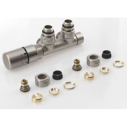 Sapho - Kit termostático para ligação central TWIN, lado esquerdo / inox mate