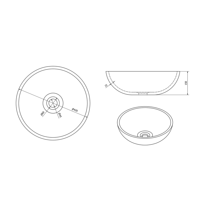 Sapho - Cuba de apoio PRIORI Ø 42 cm cerâmica/verde