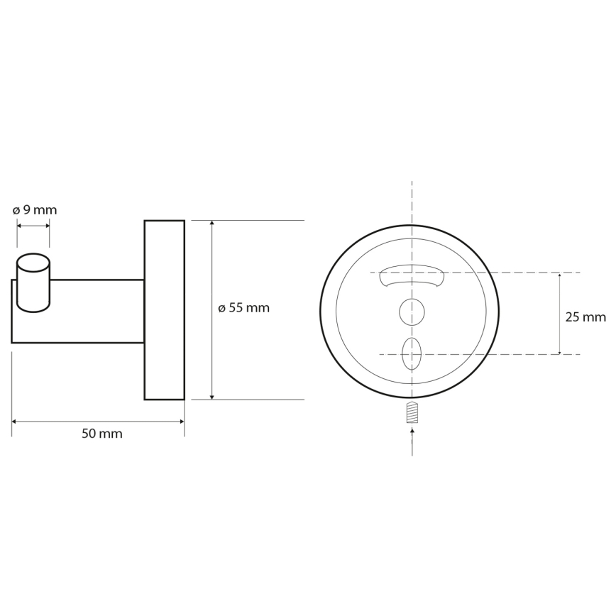 Sapho - Gancho de parede duplo X-ROUND 5x5,5 cm preto