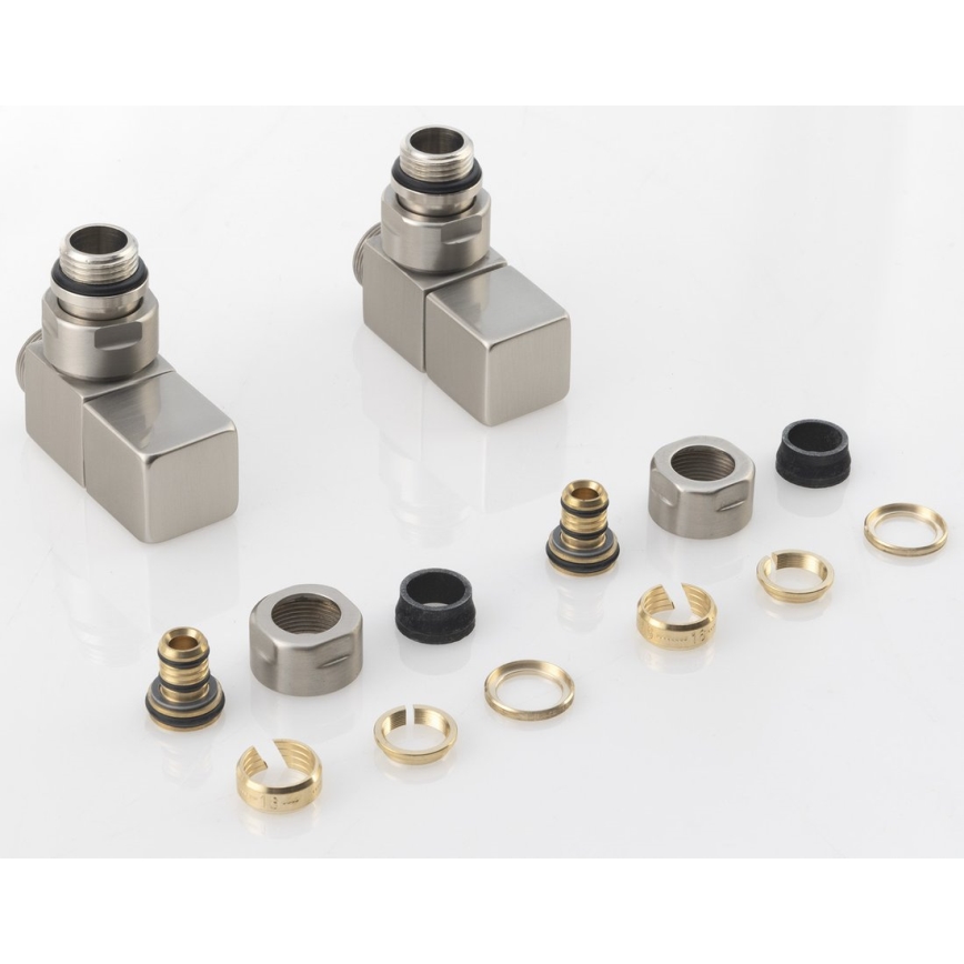 Sapho - Kit de ligação para válvulas de ângulo CUBE, 2 peças, aço inoxidável escovado