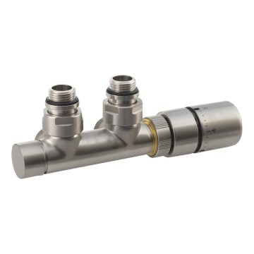 Sapho - Kit termostático para instalação com ligação central TWIN, inox mate