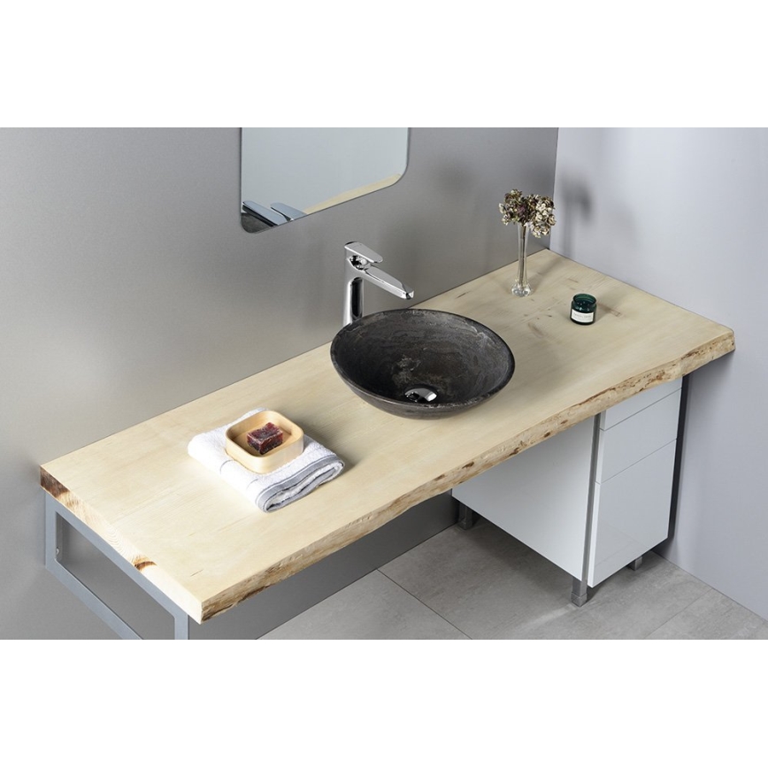 Sapho - Lavatório de apoio BLOK Ø 40 cm castanho/pedra