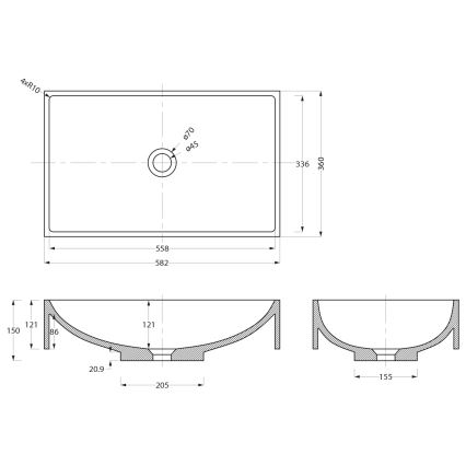 Sapho - Lavatório de bancada 58x36 cm betão/bege