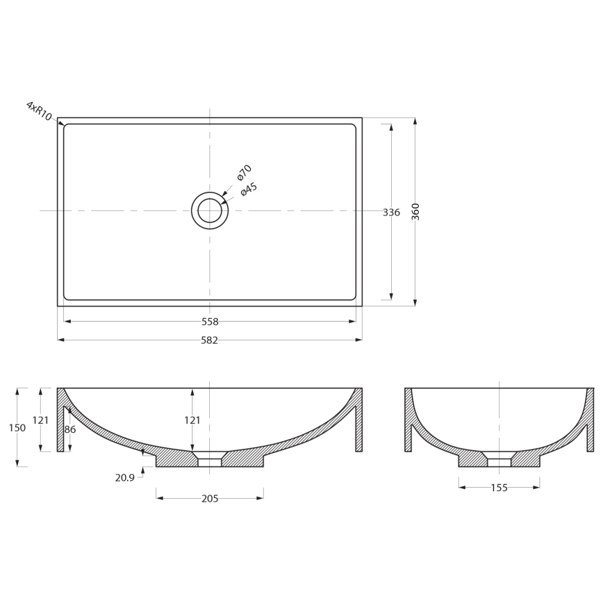 Sapho - Lavatório de bancada 58x36 cm betão/bege