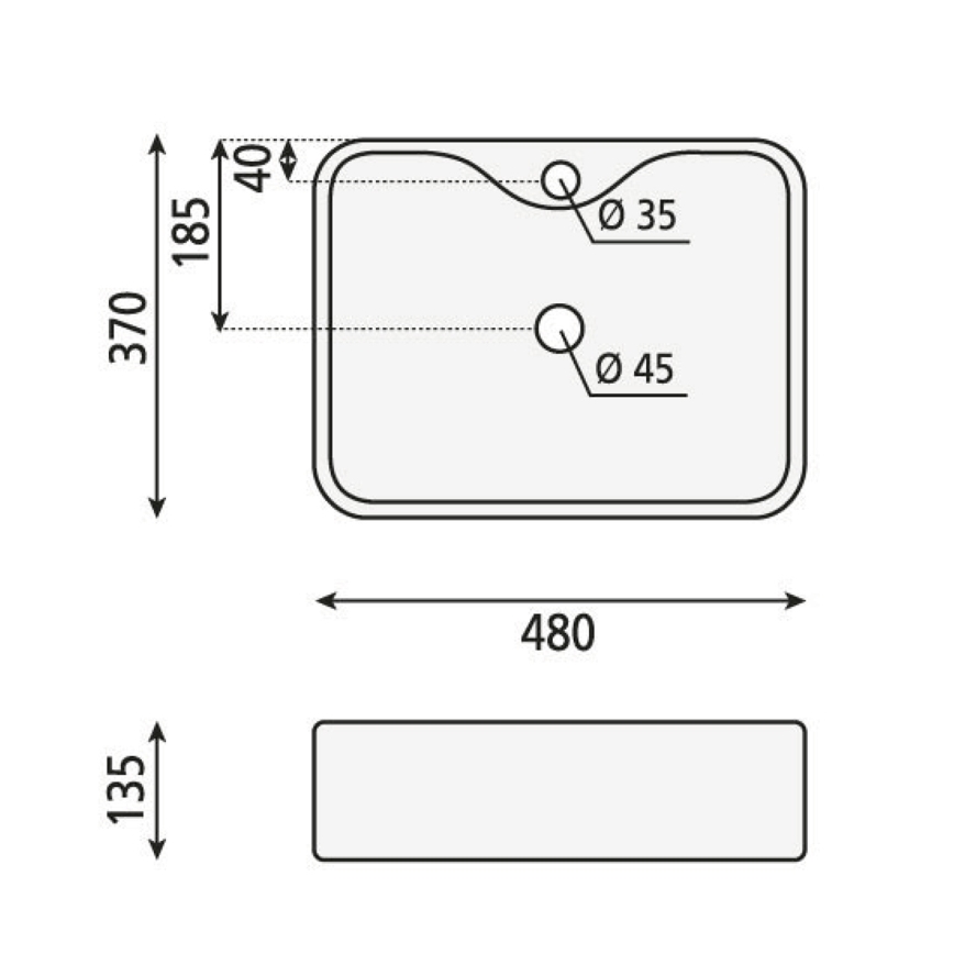 Sapho - Lavatório de bancada BALENA 48x37 cm cerâmica/branco