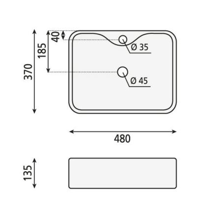Sapho - Lavatório de bancada BALENA 48x37 cm preto mate