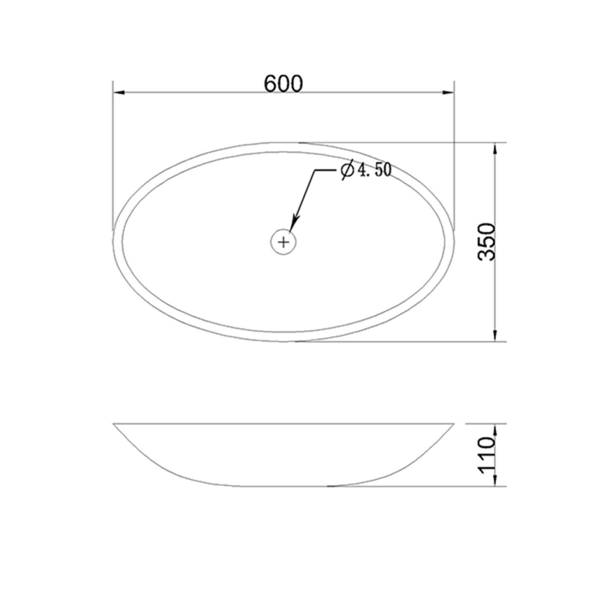 Sapho - Lavatório de bancada BLOK 60x35 cm marquin/preto fosco