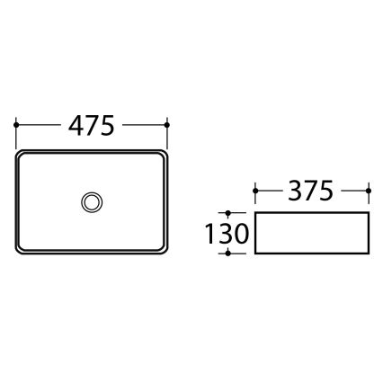 Sapho - Lavatório de bancada DALMA 47,5x37,5 cm cerâmica/carrara