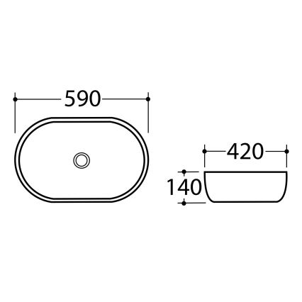 Sapho - Lavatório de bancada DALMA 59x42 cm cerâmica/cinza