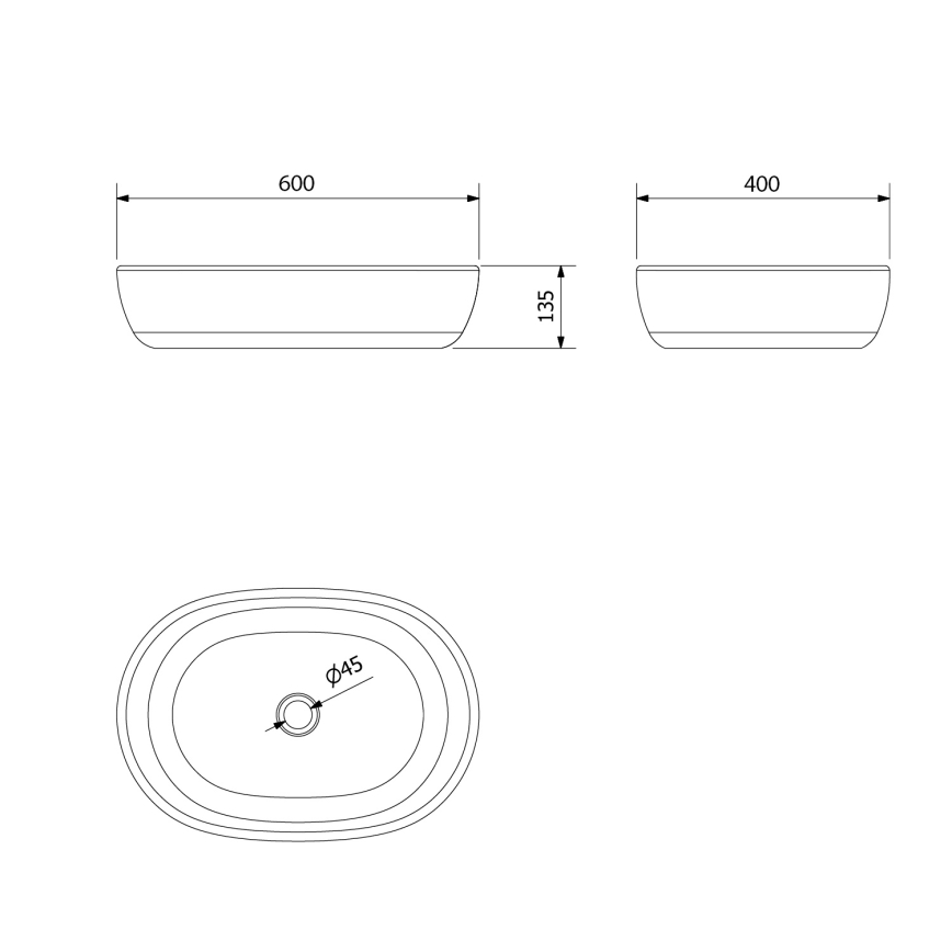 Sapho - Lavatório de bancada PRIORI 60x40 cm cerâmica/preto/azul