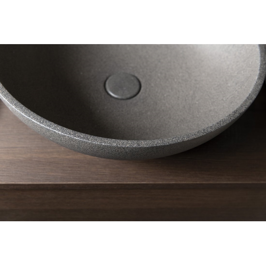 Sapho - Lavatório de bancada TURF Ø 44 cm betão/granito preto