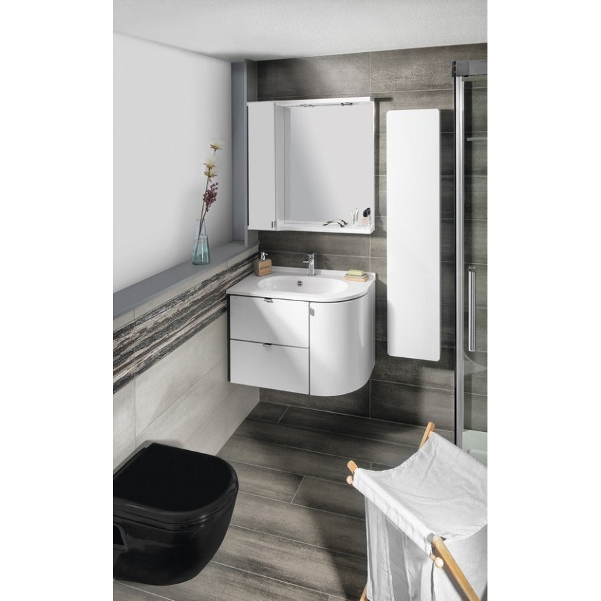 Sapho - Lavatório de canto encastrado PULSE 75x43 cm mármore/branco