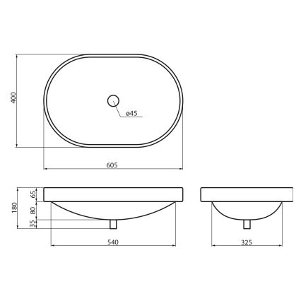 Sapho - Lavatório de embutir LIMA 60x40 cm cerâmica/branco