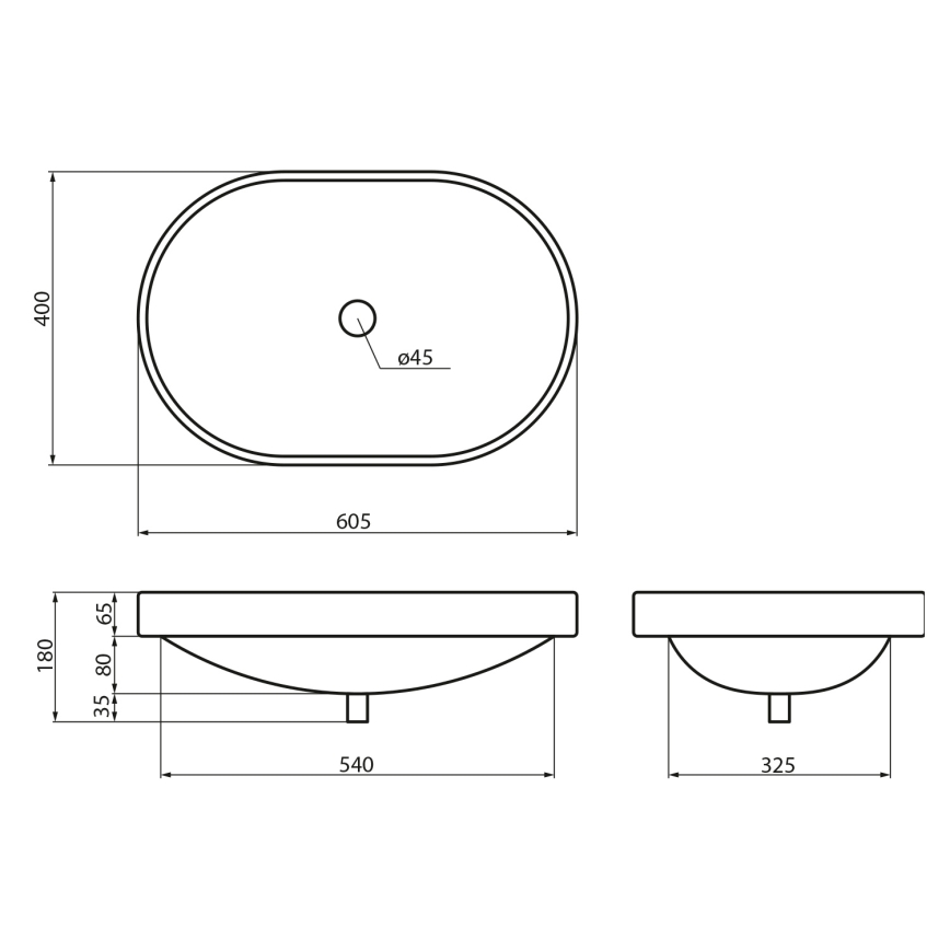 Sapho - Lavatório de embutir LIMA 60x40 cm cerâmica/branco