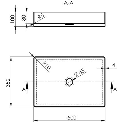 Sapho - Lavatório de sobrepor AURUM 50x35 cm dourado mate
