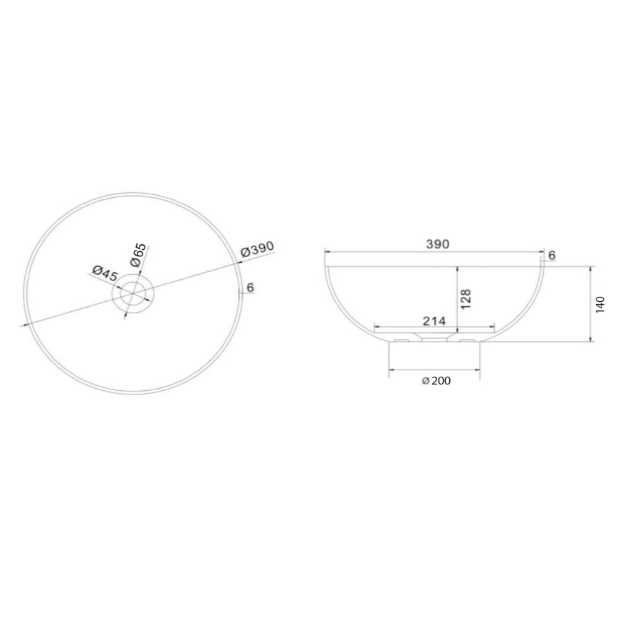 Sapho - Lavatório de sobrepor FORMIGO Ø 39 cm betão/antracite