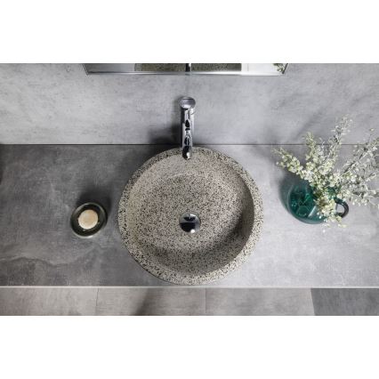 Sapho - Lavatório para bancada PRIORI, diâmetro 41 cm, branco/cinzento