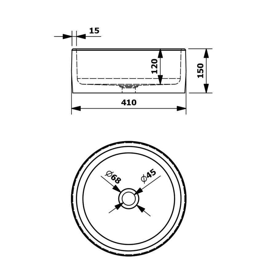 Sapho - Lavatório para bancada PRIORI diâmetro 41 cm cerâmica/azul