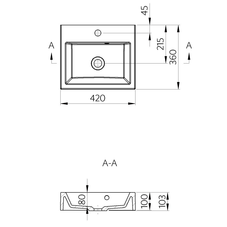 Sapho - Lavatório sobre bancada ORINOKO 42x36 cm cerâmica/branco