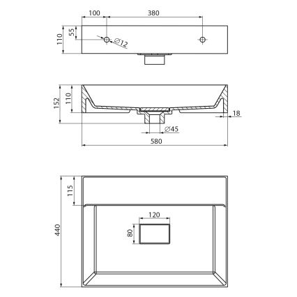 Sapho - Lavatório suspenso GODIVA 58x44 cm mármore/branco