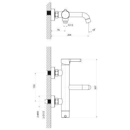 Sapho - Misturador de banheira ICONIC preto mate