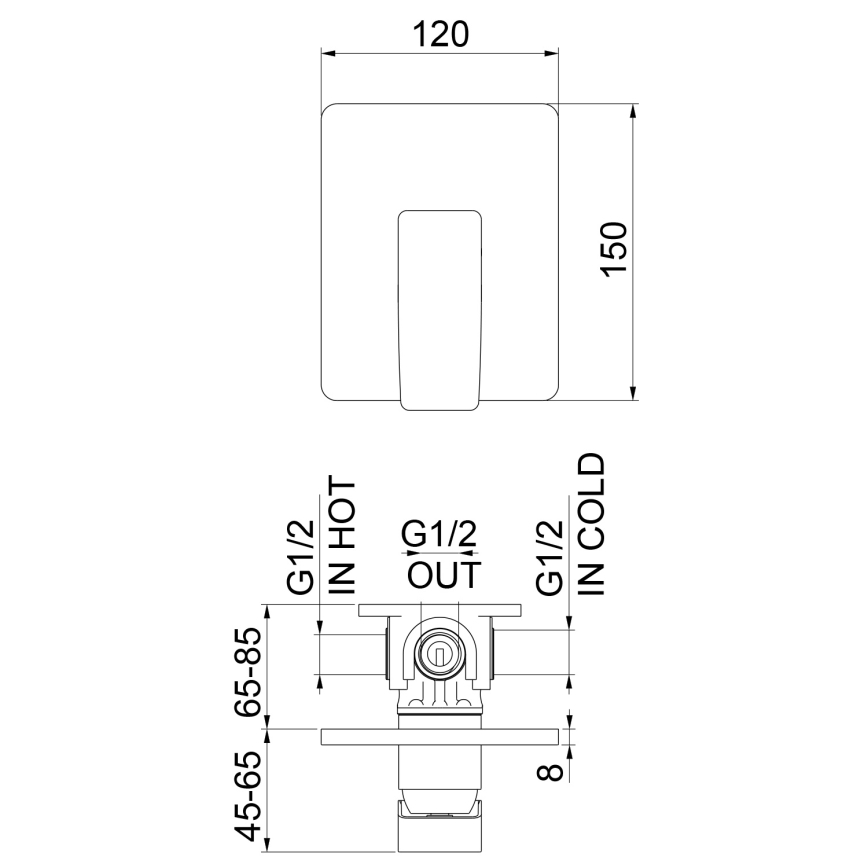 Sapho - Misturador de duche encastrado TURSI preto mate