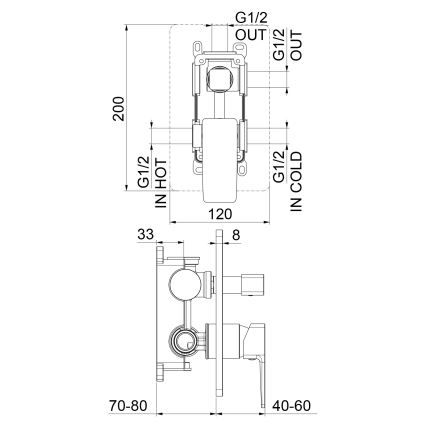 Sapho - Misturador de duche para instalação embutida TURSI preto mate