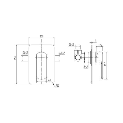 Sapho - Misturador de duche para instalação encastrada MIXONA cromado brilhante