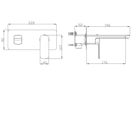 Sapho - Misturador de lavatório para instalação embutida MIXONA 9 x 19,6 cm, cromado brilhante