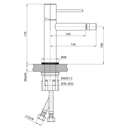 Sapho - Misturador para bidé SOLARIS, preto mate