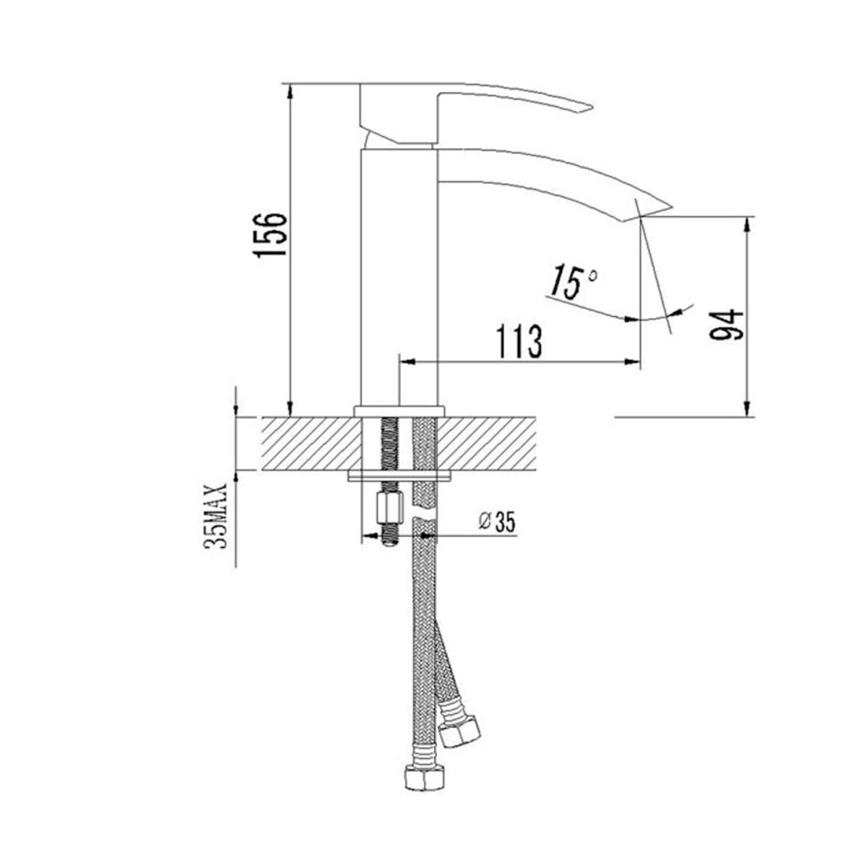 Sapho - Misturador para lavatório GINKO 15,6 cm cromado brilhante